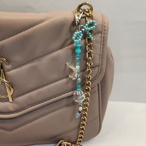 Blue Beaded Bag Charm